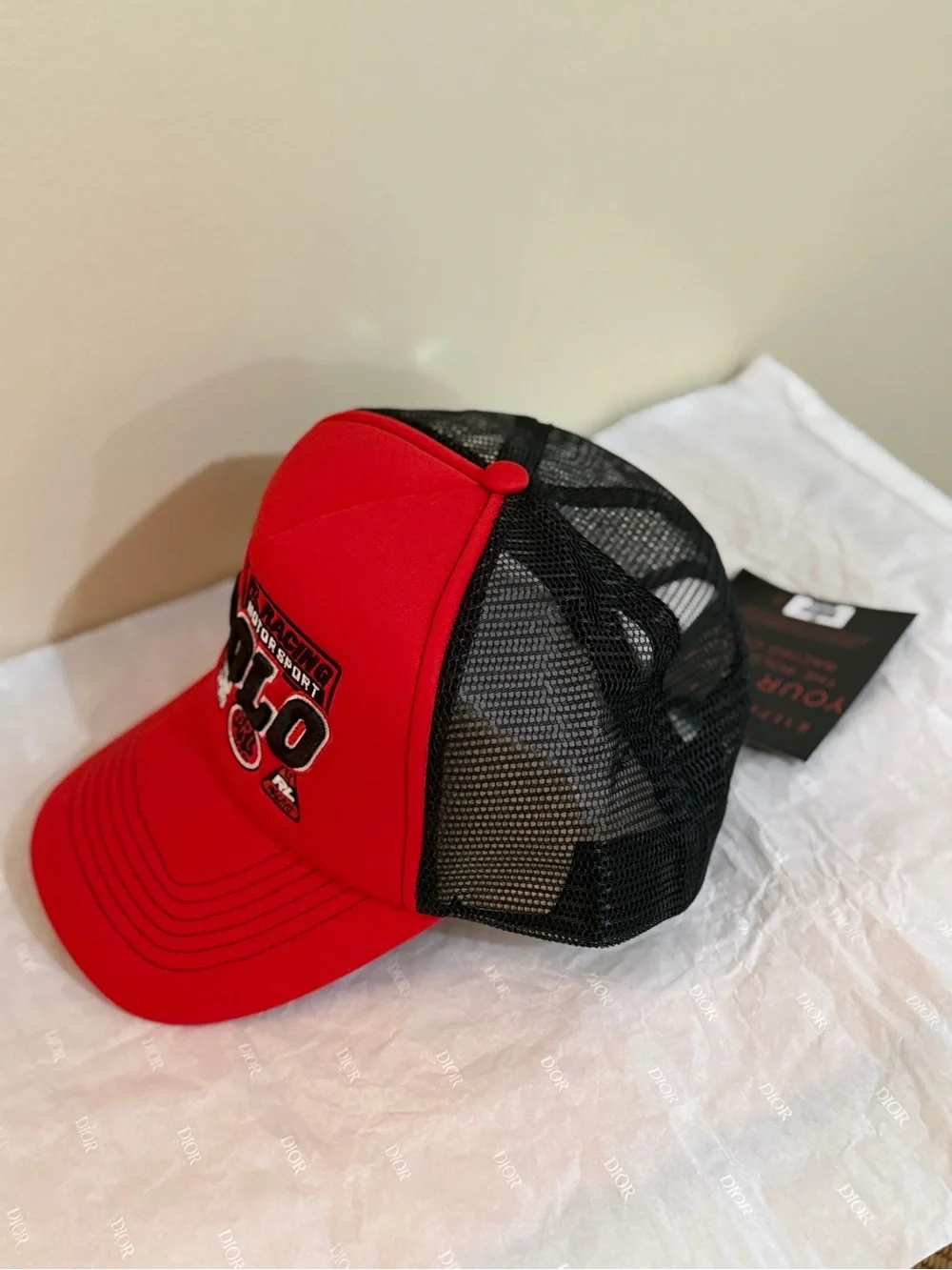 Polo by Ralph Lauren Kids Racing Trucker Hat in Red and Black